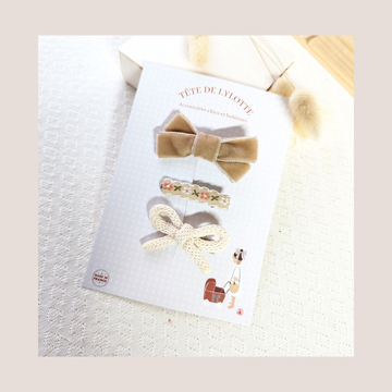 TRIO DE NOEUDS "Vintage broderie"