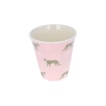Grand verre en mélamine léopard rose