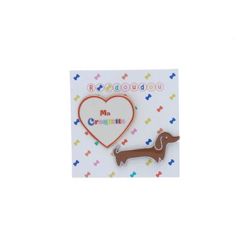 Lot de 2 pin's teckel cœur croquette Roodoudou