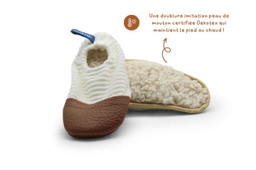 Les Pas Petits « velours ivoire » chaussons d’intérieur pointure 21-23