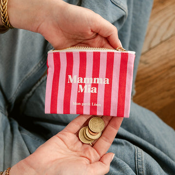 Porte monnaie RAYÉ Rose rouge MAMMA MIA