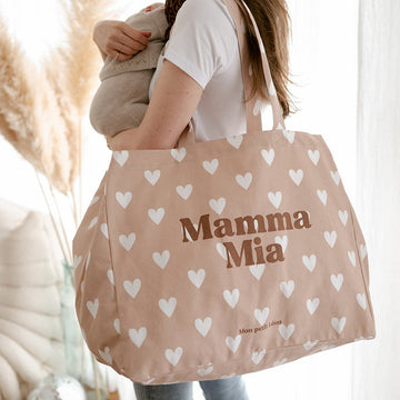 Cabas XXL COEUR Beige nude MAMMA MIA