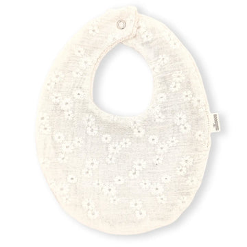 Bavoir gaze bio brodé fleur (liste de naissance Adrien & Amande)