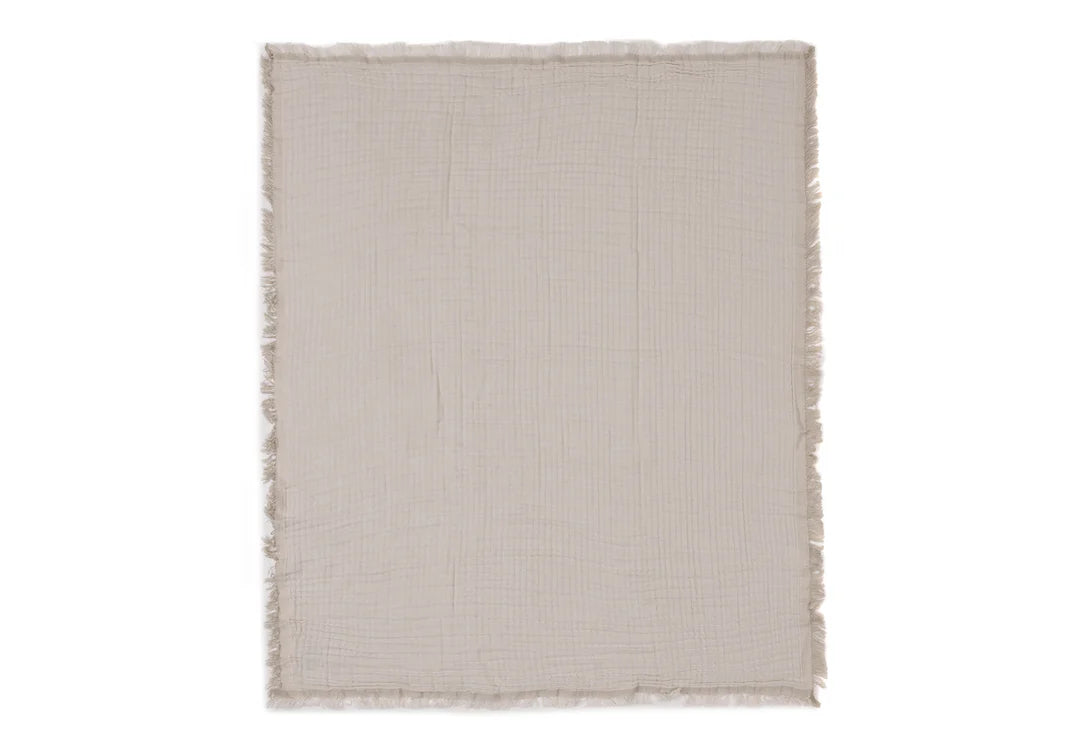 Couverture Berceau Gaze De Coton 75x100cm Fringe olive green