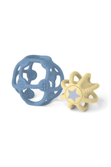 LITTLE L - LOT DE 2 BALLES SENSORIELLES BLEU ET JAUNE