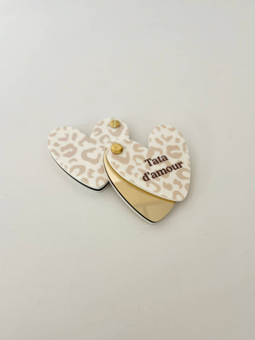 Miroir de poche coeur Mama / Mamie / Marraine / Tata