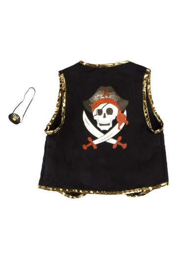 Gilet pirate avec patch pour les yeux, noir/rouge