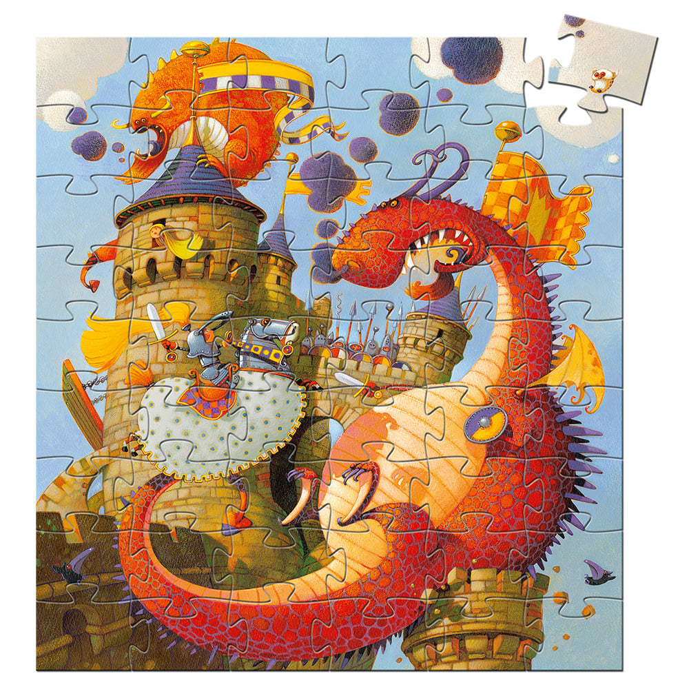 Puzzle silhouette 54 pièces - Vaillant et le dragon - Djeco