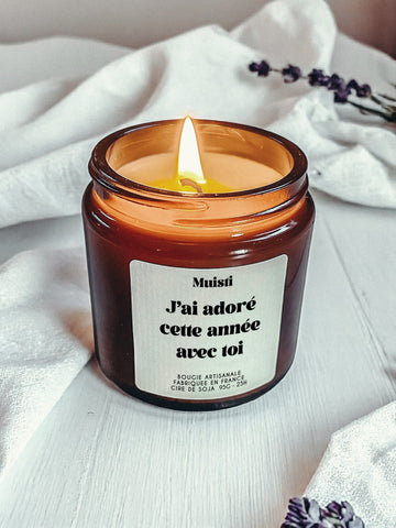 Bougie parfumée « j’ai adoré cette année avec toi »