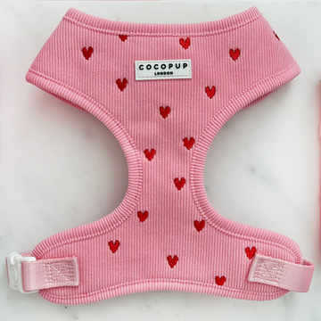 Harnais de cou réglable en corde rose avec cordes en cœur: S