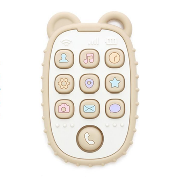 Anneau de dentition en silicone avec téléphone Pop-it - Beige