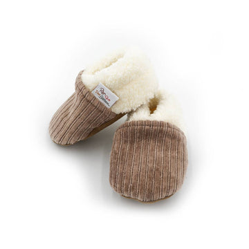 Chaussons velours taupe