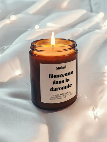 Bougie artisanale à message musc blanc
