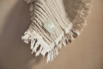 Couverture Berceau Gaze De Coton 75x100cm Fringe olive green