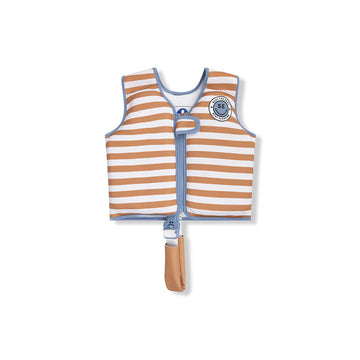 Gilet de bain rayé marron et blanc 2-3 ans