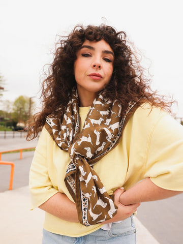 Foulard Teckel kaki 100x100 cm