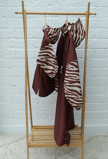 Poncho long chocolate zebra