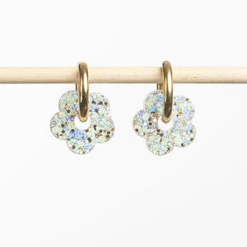 Créoles Fleur Baby blue champagne