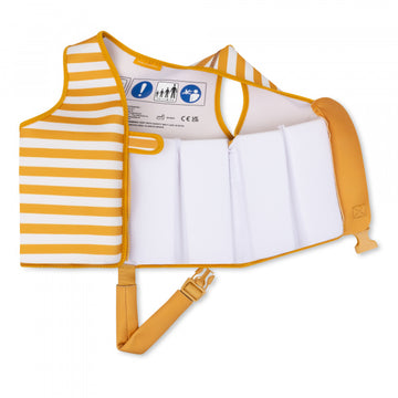 Gilet de bain rayé jaune et blanc 2-3 ans