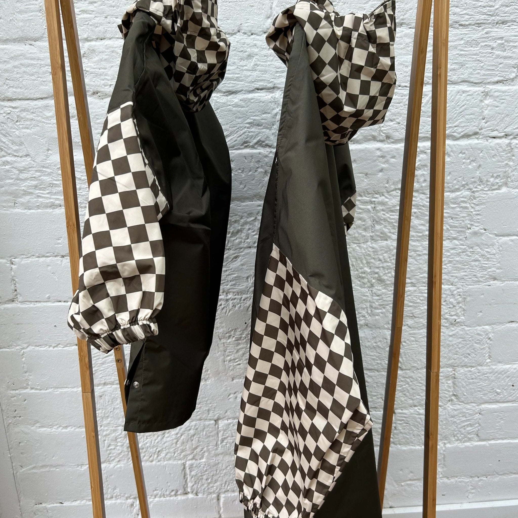 Poncho long Damiers kaki