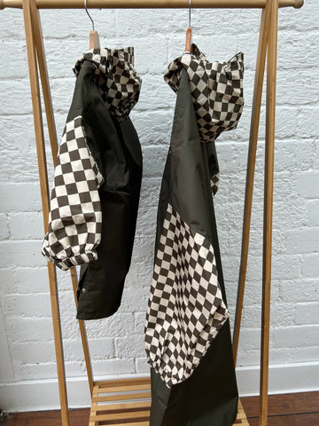Poncho long Damiers kaki