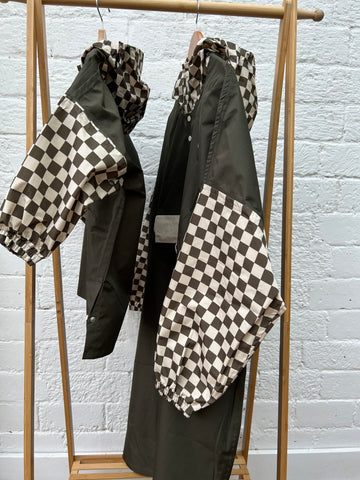 Poncho long Damiers kaki