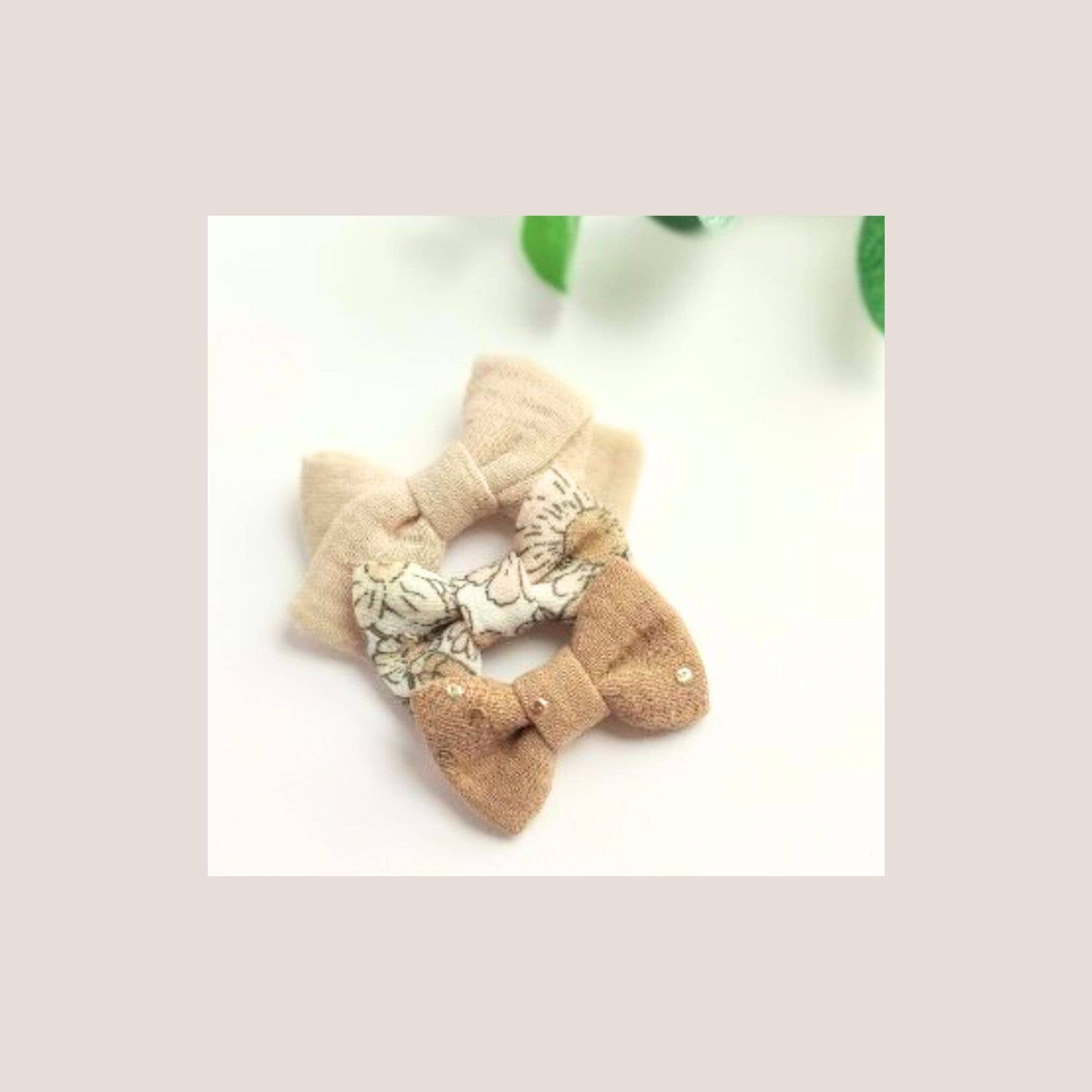 TRIO DE NOEUDS "vintage beige"