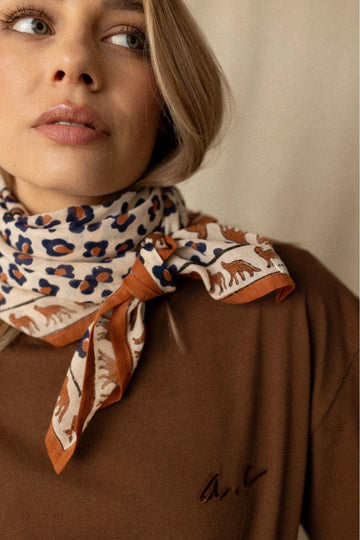 Big Foulard en coton Dupatta LÉOPARD RUST
