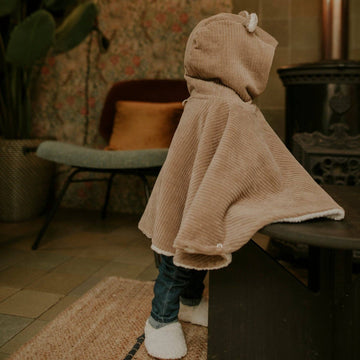 Poncho bébé velours taupe