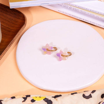 Créoles Mini Tiaré Acétate Dégradé Jaune Lilas