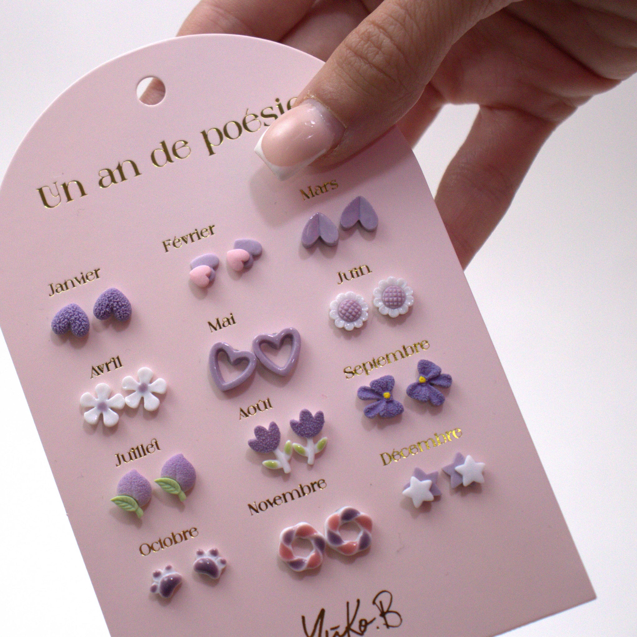 12 Paires de Boucles d'oreilles "Un an de poésie" - Yuko B.