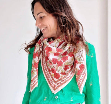 Foulard Adulte Jaipur Grenat 100 cm