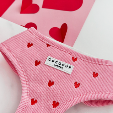 Harnais de cou réglable en corde rose avec cordes en cœur: S