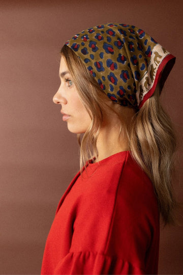 Small Foulard en coton Dupitta LÉOPARD FIRE