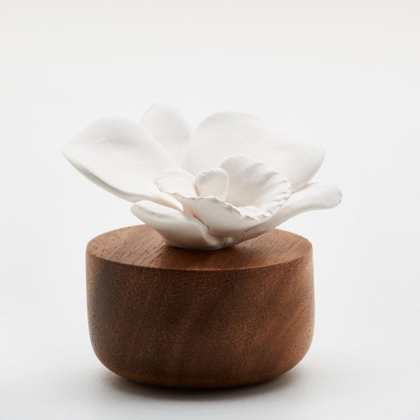 Orchidée du Népal | Diffuseur de parfum en bois et céramique blanche
