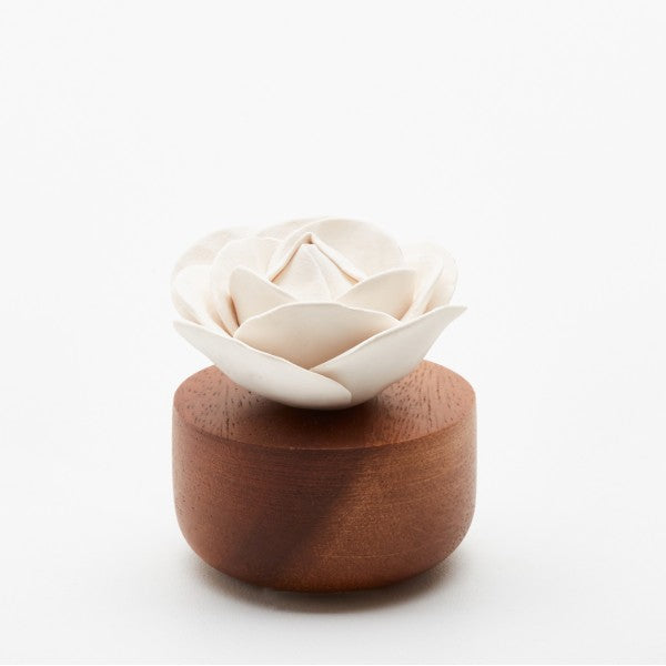 Rose du Bengale | Diffuseur de parfum en bois et céramique blanche