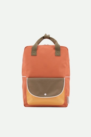 Grand sac à dos | orange + vert seventies + jaune rétro